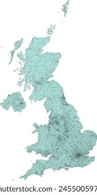 Europe United Kingdom digital vector boundaries for Wards (December 2023)