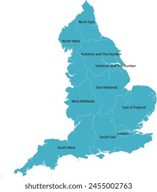 Europe United Kingdom England Regions (December 2023) Boundaries