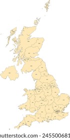 Europe United Kingdom Map with NUTS2 Level 2 Boundaries FCB January 2018 with Codes