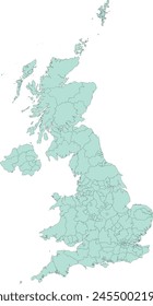 Europe United Kingdom Map with NUTS3 Level 3 Boundaries FCB January 2018