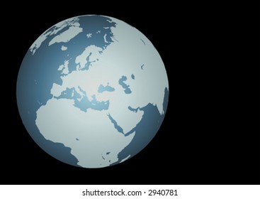 Europe (Vector). Accurate map of Europe. Mapped onto a globe. Includes small islands.