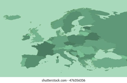 Europe Vector Countries Map - Green