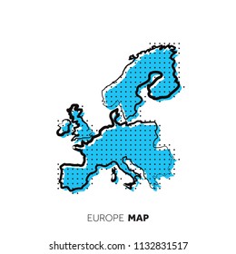 Europe vector country map. Map outline with dots.