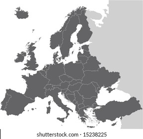 Europe vector map hand drawn with countries on separate layers