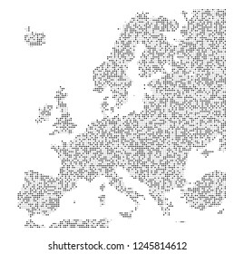 Europe vector map made of black diamonds