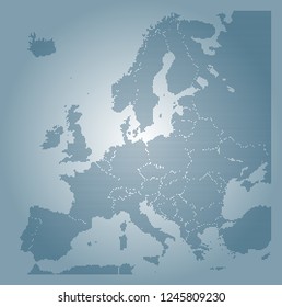 Europe vector map made of blue high density triangles