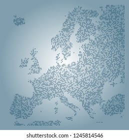 Europe vector map made of blue diamonds
