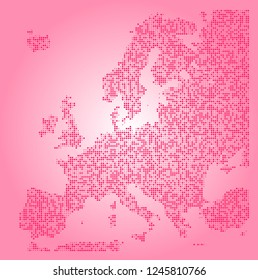 Europe vector map made of magenta dots