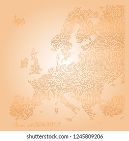 Europe vector map made of orange triangles