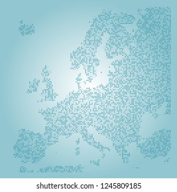 Europe vector map made of turquoise triangles