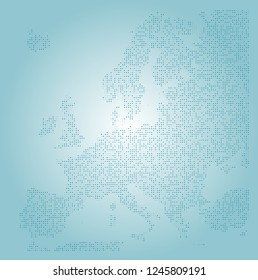 Europe vector map made of turquoise squares