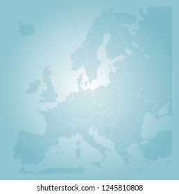 Europe vector map made of turquoise high density squares