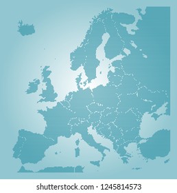 Europe vector map made of turquoise high density dots