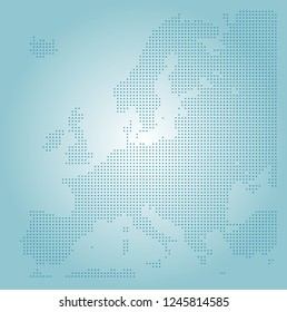 Europe vector map made of turquoise dots