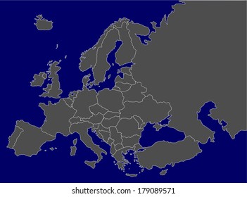 Europe Vector Political Map State Borders Stock Vector (Royalty Free ...