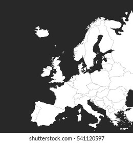 Europe vector political map with state borders