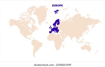 Europe in world map-09, Map of Europe, highlighted on the world map, Europe on the world map, Satellite view, Europe location on the globe.