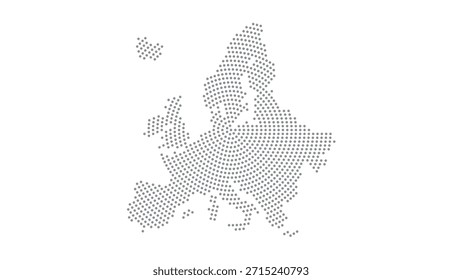 Europe2 Mapa de puntos de semitono estilizado con patrón circular concéntrico