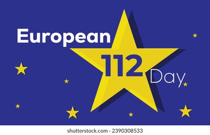 European 112 Day. background, banner, card, poster, template. Vector illustration.