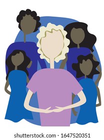 An european or African American albino boy or girl and people with black skin. Flat vector stock illustration as a concept of inclusiveness and tolerance. An unusual appearance and adoption