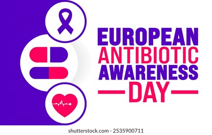 European Antibiotic Awareness Day background or banner design template is observed every year in November. Holiday concept. Template for card, poster, placard, template.