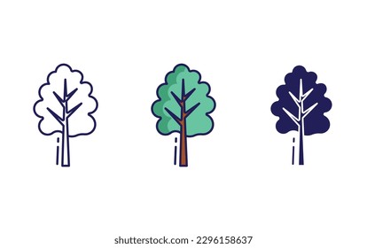 Icono de línea de cenizas europeas e ilustración sólida