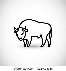 European Bison, Buffalo Vector Thin Line Style Icon