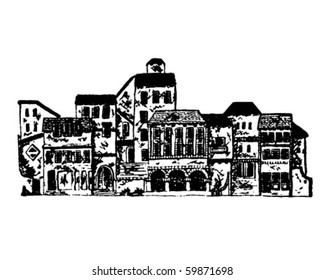 European Buildings - Retro Clip Art