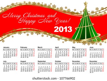 European calendar for 2013 in vector