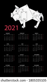 European calendar 2021, year of the white metal bull
