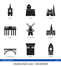 European Capitals (Part 2) - Glyph Icon Set svg
