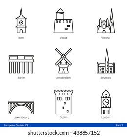European Capitals (Part 2) - Line Style Icon Set svg