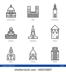 European Capitals (Part 3) - Line Style Icon Set