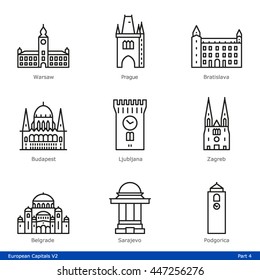 European Capitals (Part 4) - Line Style Icon Set