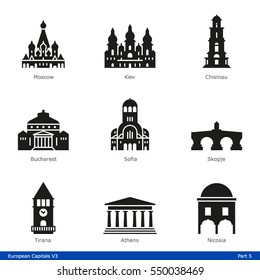 European Capitals (Part 5) - Glyph Icon Set