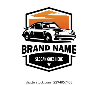 european car. isolated white background showing from side with amazing sunset view. Best for logo, badge, emblem, icon, sticker design, european car industry related. available in eps 10.