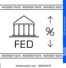 European Central Bank upcoming interest rate decision Illustration. White Background. 