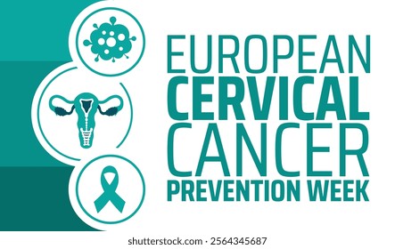 European Cervical Cancer Prevention Week background banner or poster design template. observed every year in January. Holiday concept. Use to any Template, card, poster, placard, template.