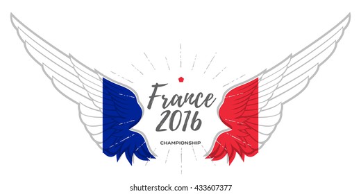 European championship 2016. Abstract Wing with France flag colors.