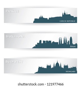 European cities headers - vector illustration