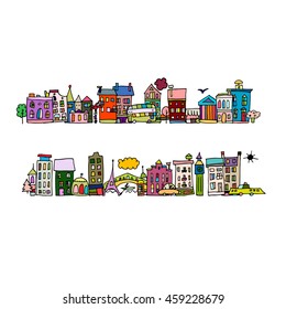 European city street, sketch for your design