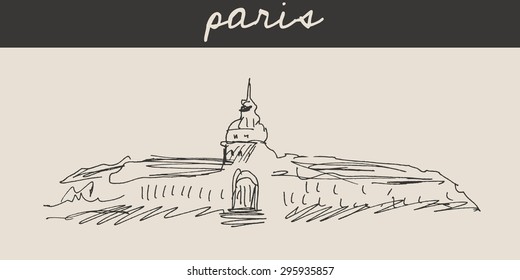 European city view landscape with street, tower and pedestrian people, for travel and tourism business design