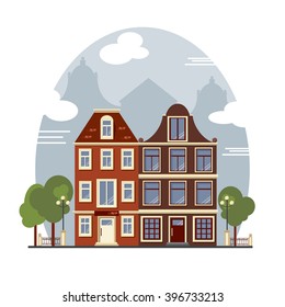  European cityscape. Amsterdam houses. 