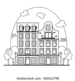 European cityscape. Amsterdam houses.