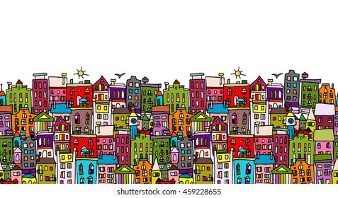 European cityscape, seamless pattern for your design