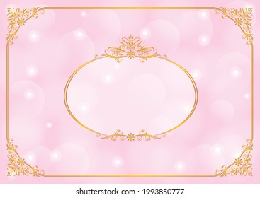 European classic calligraphic frame pastel pink card 