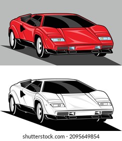 European Classic Sport Cars Red Black and White 2