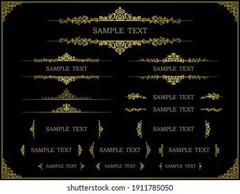 European classic style gold headline decorations and frame set