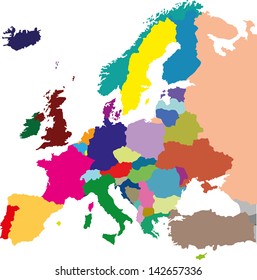 European colored political map