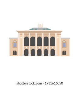 european colorful old Palace. Austrian style.  historic facade. Traditional architecture. Vector illustration flat cartoon style